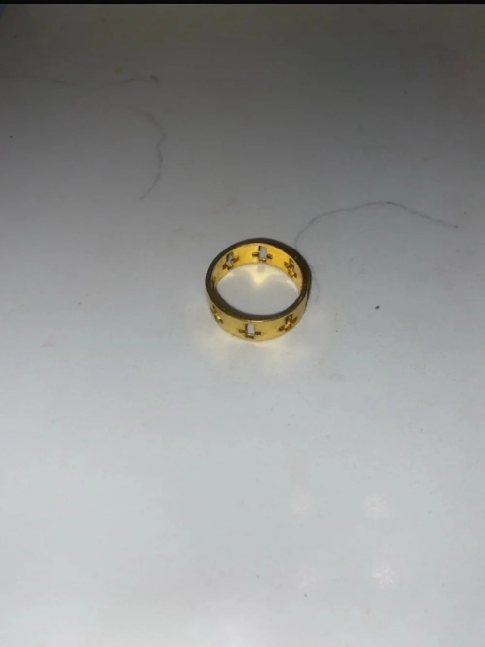 H&M Gold Tone Cross Cutout Men's Band Ring